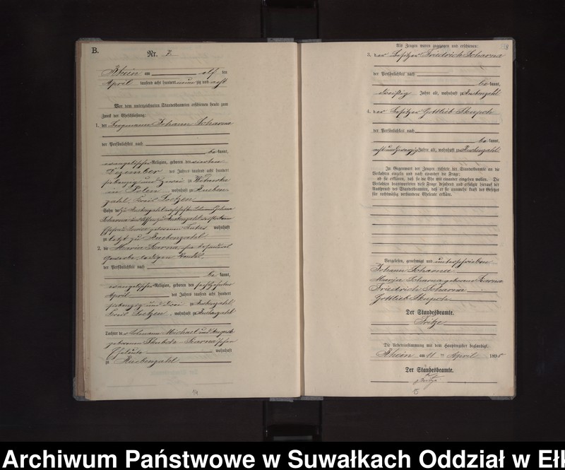 image.from.unit.number "Heiraths-Neben-Register des Königlichen Preussischen Standes-Amtes Orlen Kreis Loetzen"