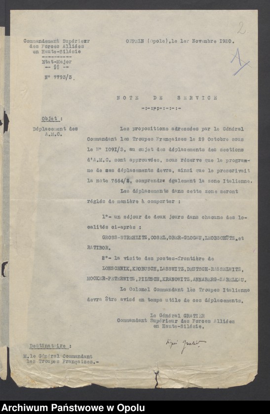 Obraz z jednostki "Sorties /Korespondencja własna wychodząca, pisma, zarządzenia, potwierdzenia telefoniczne, instrukcje, sprawozdania/ 1.11.1920-31.01.1921"