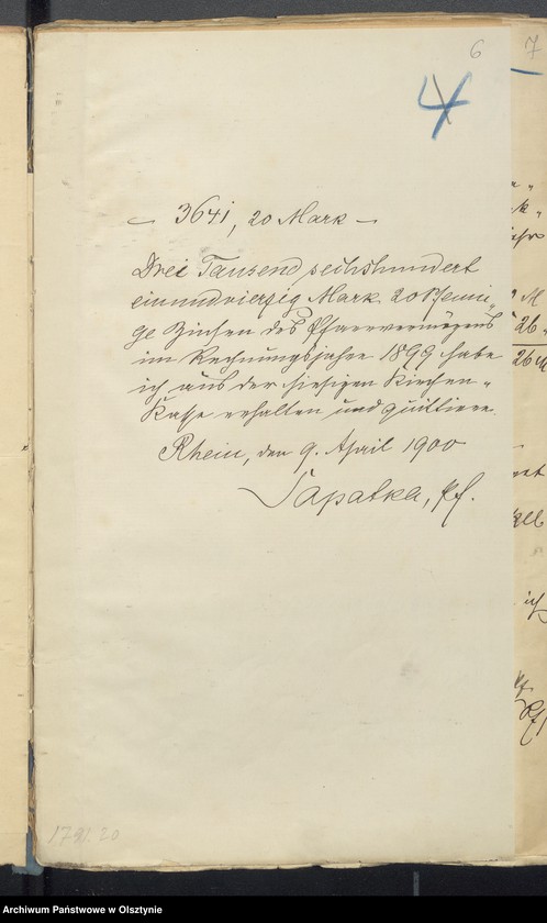 image.from.unit.number "Jahres Rechnung der Kirche zu Rhein"