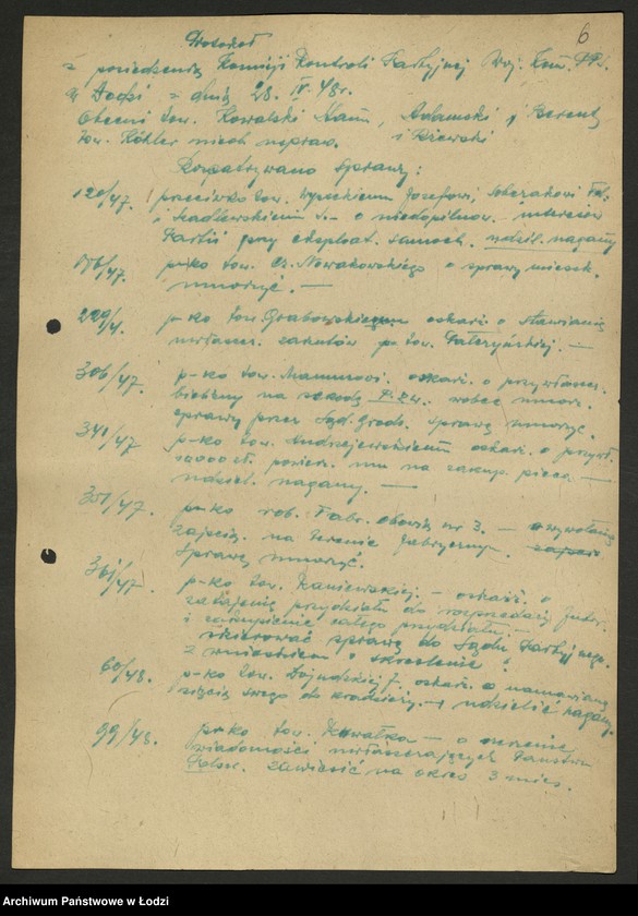 Obraz 7 z jednostki "Protokoły posiedzeń [Wojewódzkiej Komisji Kontroli Partyjnej wraz załącznikami]"