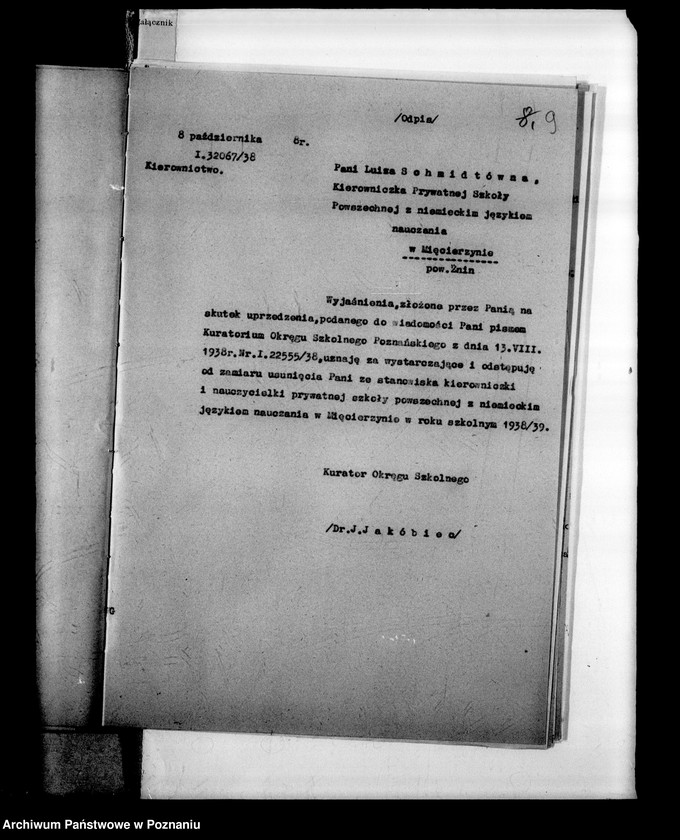 Obraz 13 z jednostki "Prywatna Szkoła Powszechna z niemieckim językiem nauczania w Mięcierzynie powiat Żnin"