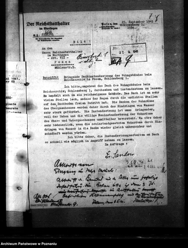 Obraz 11 z jednostki "Umbau des Reichsarchivs zu Posen"