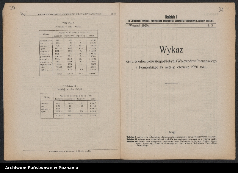 Obraz 19 z jednostki "[Biuletyny statystyczne Wydziału Statystycznego Ministerstwa byłej Dzielnicy Pruskiej - stan ziemiopłodów w kwietniu, maju i lipcu 1920 roku oraz ceny maksymalne na artykuły żywnościowe]"