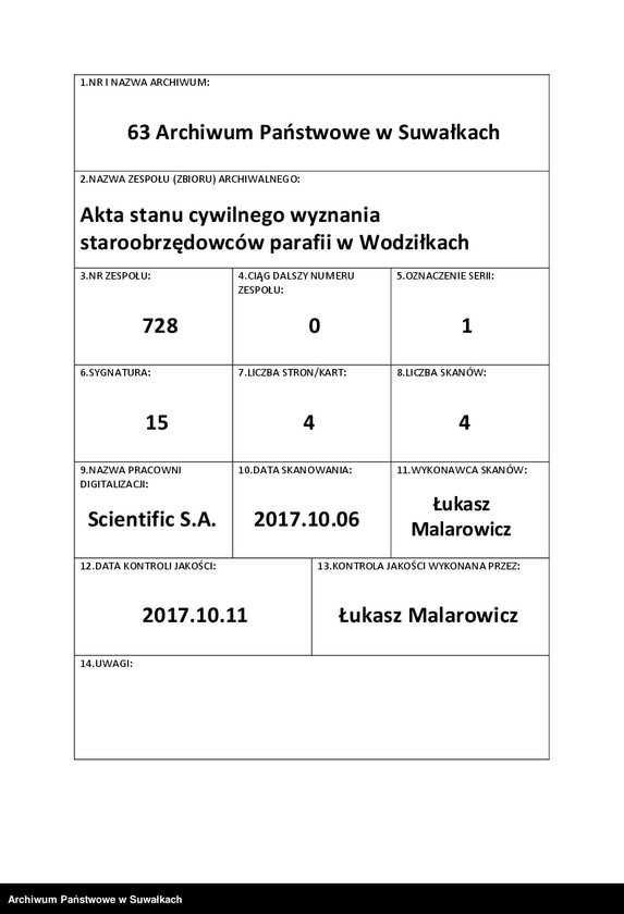 image.from.unit.number "Księga metryczna duchownego Piotra Łaszkowa cerkwi staroobrzędowców w Wodziłkach na 1932 rok. Część II- o poślubionych"