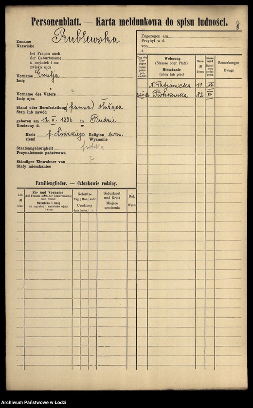 Obraz 10 z jednostki "[Spis ludności Łodzi] Rubisz-Rudolf"