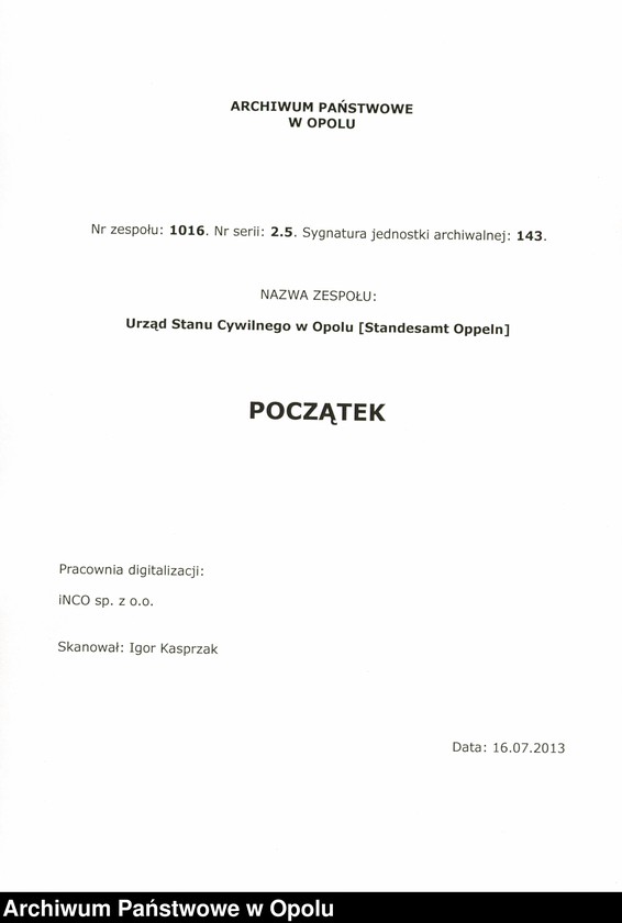 Obraz 1 z jednostki "Urząd Stanu Cywilnego w Opolu 1896 Rejestr zgonów Księga Miejscowa Nr 357 do 607"