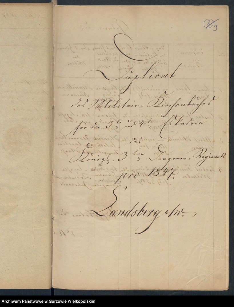 image.from.unit.number "Duplikate des Militär-Kirchenbuches zu Landsberg an der Warthe (dotyczy 3 und 4 Eskadron des König. 3 Dragoner Regiment, 3 Bataillon des 8 Landwehrregiment, III Dragonerregiment und der Landgensarmerie der III Brigade, 2 Königl. Dragonerregiment"