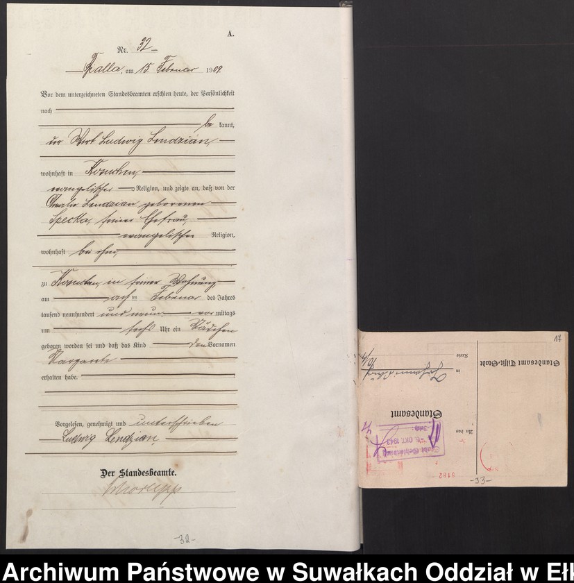 image.from.unit.number "[Geburts-Haupt-Register des Königlichen Preussischen Standes-Amtes Bialla Kreis Johannisburg]"