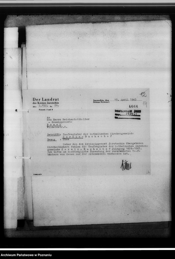 Obraz 18 z jednostki "[Korespondencja w sprawach organizacyjnych, sprawozdanie z działalności Kreissippenamt w Jarocine]"