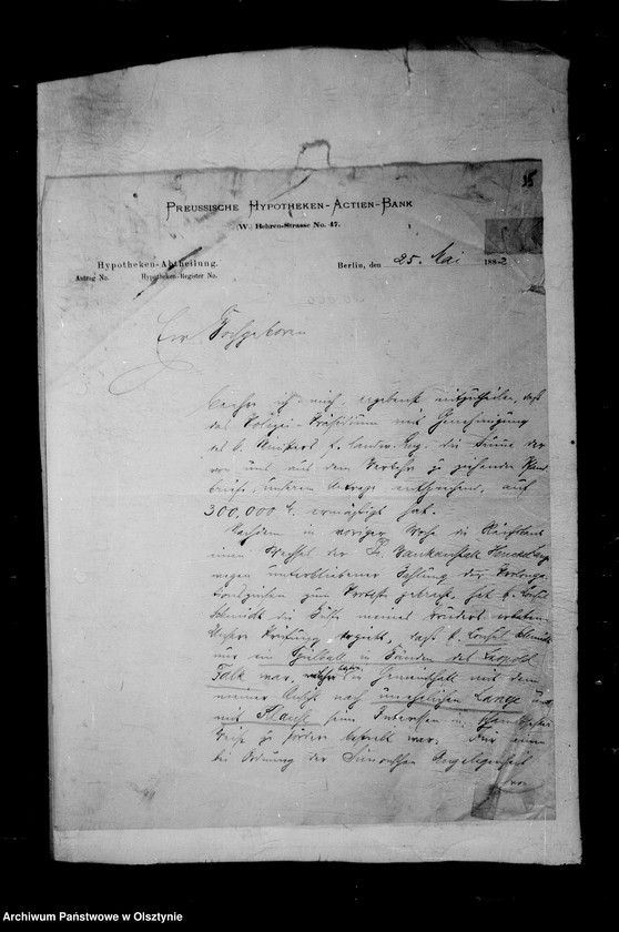 image.from.unit.number "/Akten betr. Geldgeschäfte der Lehndorff mit der Preuss. Hypotheken- Aktien- Bank, Berlin/"
