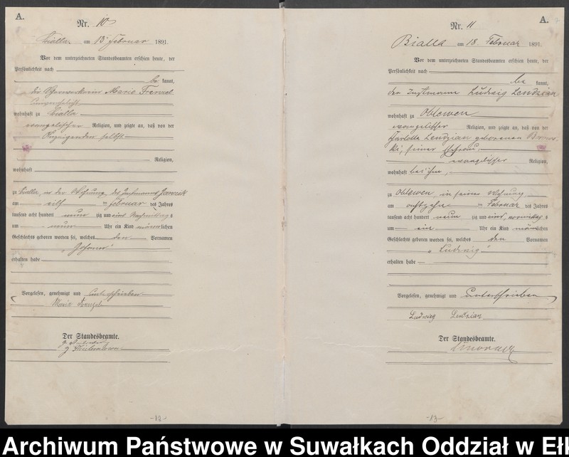 image.from.unit.number "Geburts-Haupt-Register des Königlichen Preussischen Standes-Amtes Bialla Kreis Johannisburg"