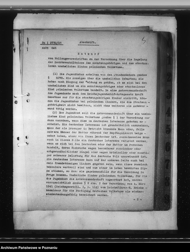 Obraz 8 z jednostki "Verordnung über die Rechtsverhältnisse der Schutzangehörigen und staatenlosen unehelichen Kinder polnischen Volkstums"