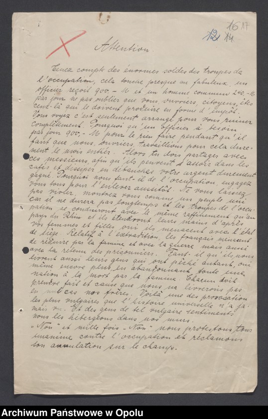 Obraz 19 z jednostki "/Propagande/Plakaty, odezwy, ulotki, afisze, broszury propagandowe różnych organizacji do mieszkańców Górnego Śląska, tłumaczenia w języku francuskim/"