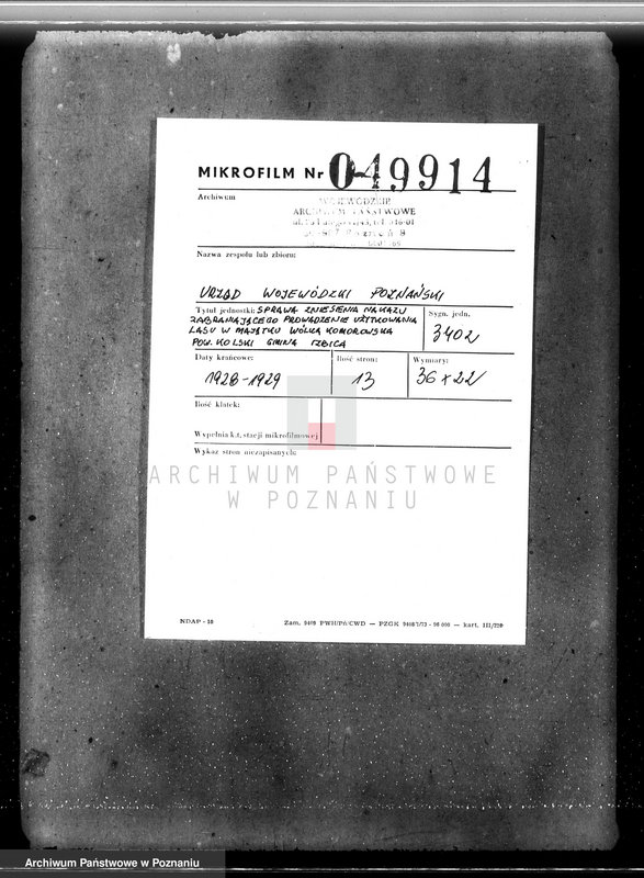 Obraz 2 z jednostki "Sprawa zniesienia nakazu zabraniającego prowadzenia użytkowania lasu w majątku Wólka-Komorowska powiat kolski gmina Izbica"