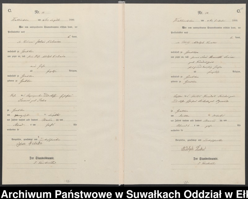 image.from.unit.number "Sterbe-Haupt-Register des Königlichen Preussischen Standes-Amtes Kallischken Kreis Johannisburg"
