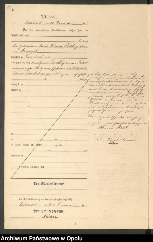 image.from.unit.number "Sterbe-Neben-Register Standes-Amt Leubusch 1891"