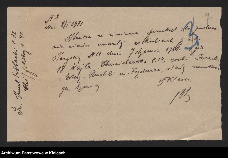 image.from.unit.number "Załączniki do akt zgonu Okręgu Bożniczego Kielce za rok 1931"