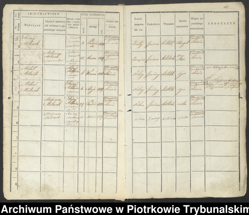 image.from.unit.number "Księga ludności stałej wsi Wola Moszczenicka, Moszczenica, Baby, Białkowice, Kosów"