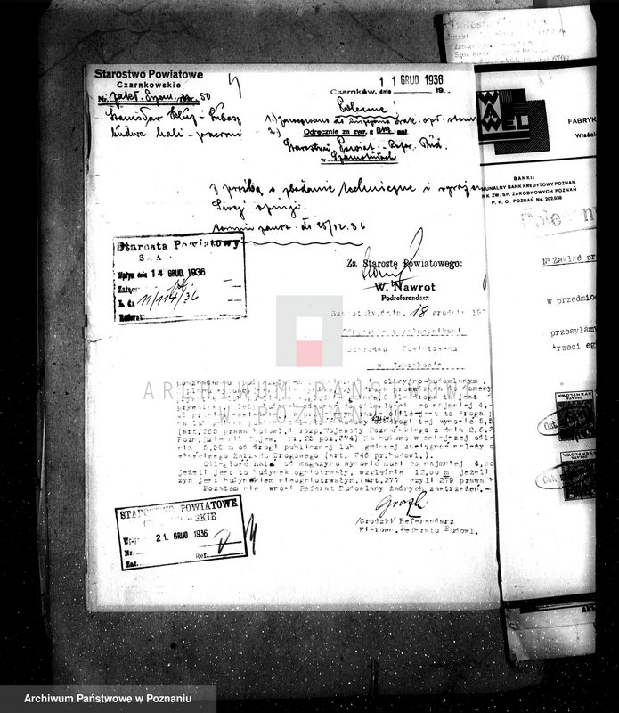 Obraz 13 z jednostki "Zatwierdzenie zakładu przemysłowo /warsztat tkacki firmy Wawel w Lubaszu pow. czarnkowski/"