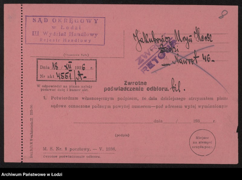 Obraz 10 z jednostki "Uryn Hersz Jakubowicz- sprzedaż odpadków"