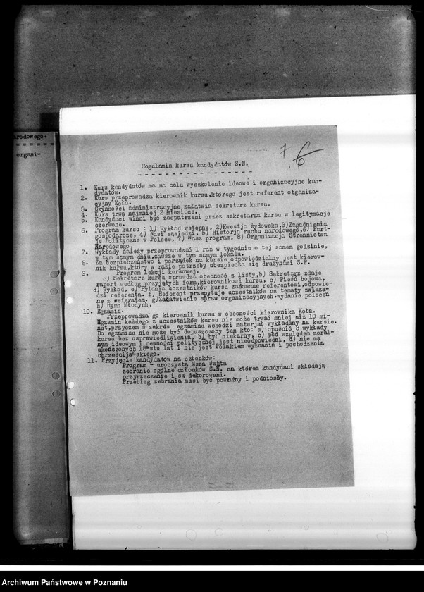 Obraz 10 z jednostki "Statut, instrukcje, regulaminy Stronnictwa Narodowego, okólniki i regulaminy Zarządu Grodzkiego oraz protokoły z zebrań kół - Zarys organizacji kierownictwa Koła Stronnictwa Narodowego sprawozdania z działalności"