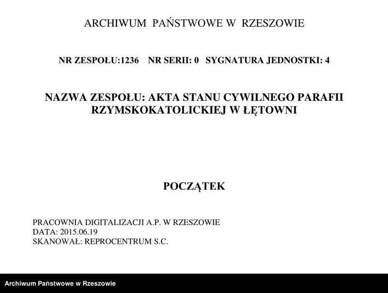 Obraz z jednostki "Księga urodzeń miejscowości Wólka Łętowska"