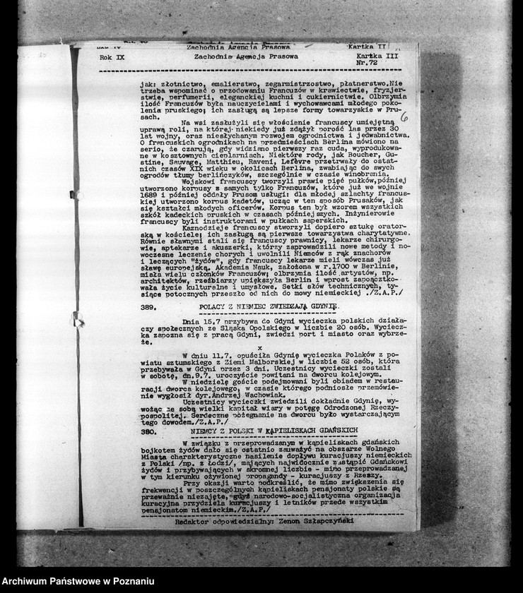 Obraz 9 z jednostki "Biuletyny Zachodniej Agencji Prasowej i Prasowej Agencji Młodych Obozu Zjednoczenia Narodowego"