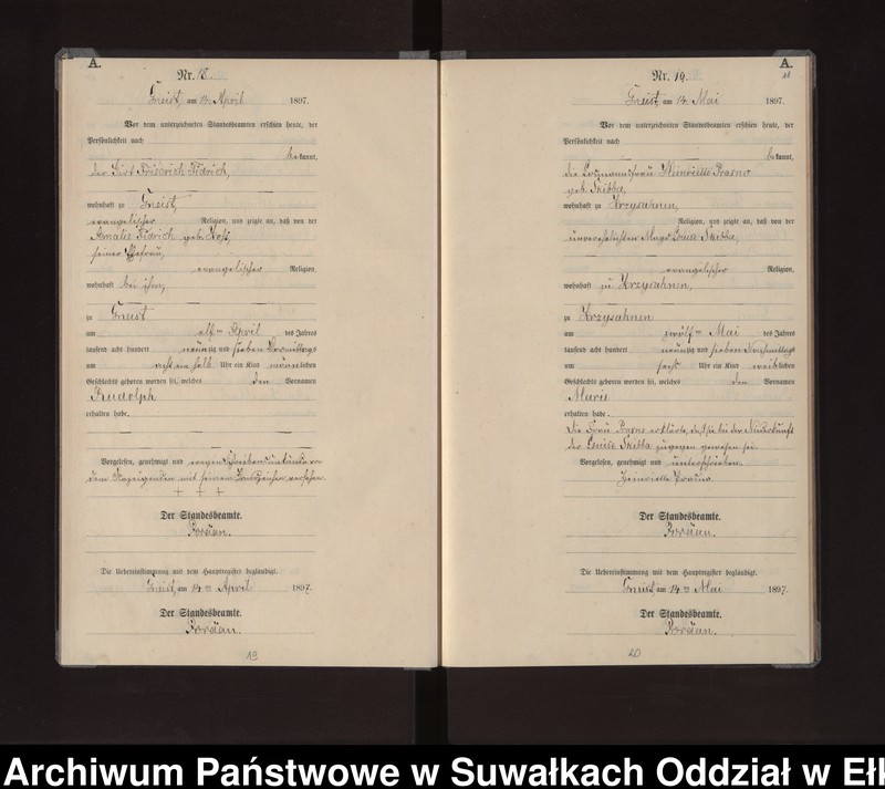 image.from.unit.number "Geburts-Neben-Register des Königlichen Preussischen Standes-Amtes Gneist Kreis Loetzen"