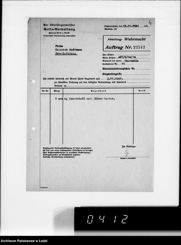 Obraz 8 z jednostki "Aufträge 22520-23089. Wehrmacht"