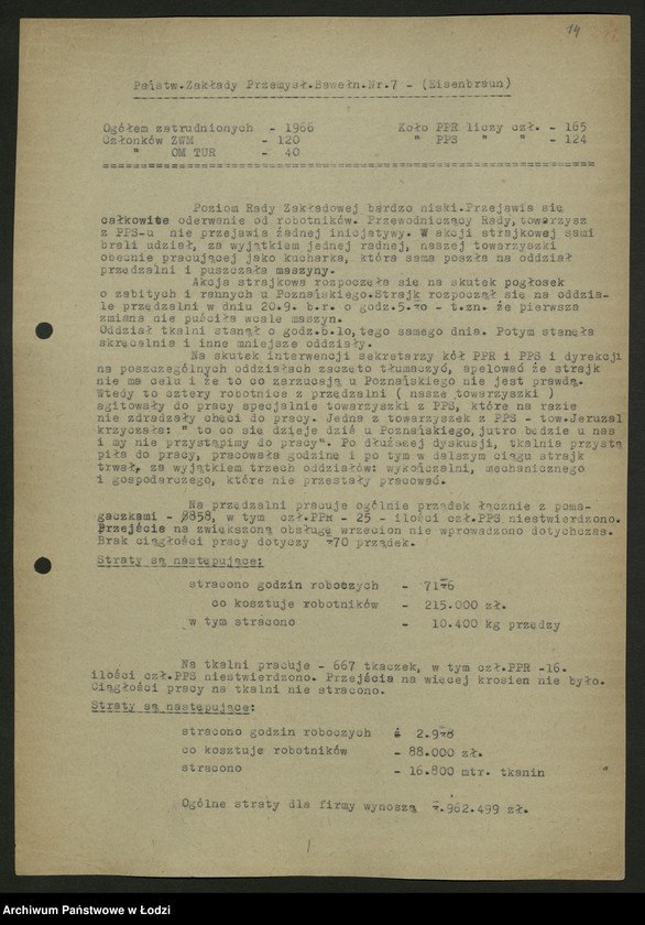 Obraz 15 z jednostki "Sprawozdania ze strajków według zakładów t. 1"