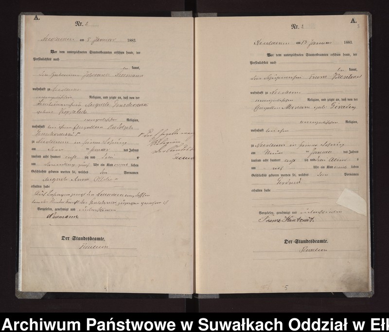 Obraz 6 z jednostki "Geburts-Haupt-Register des Königlich Preussischen Standes-Amtes Stadt Nicolaiken Kreis Sensburg"