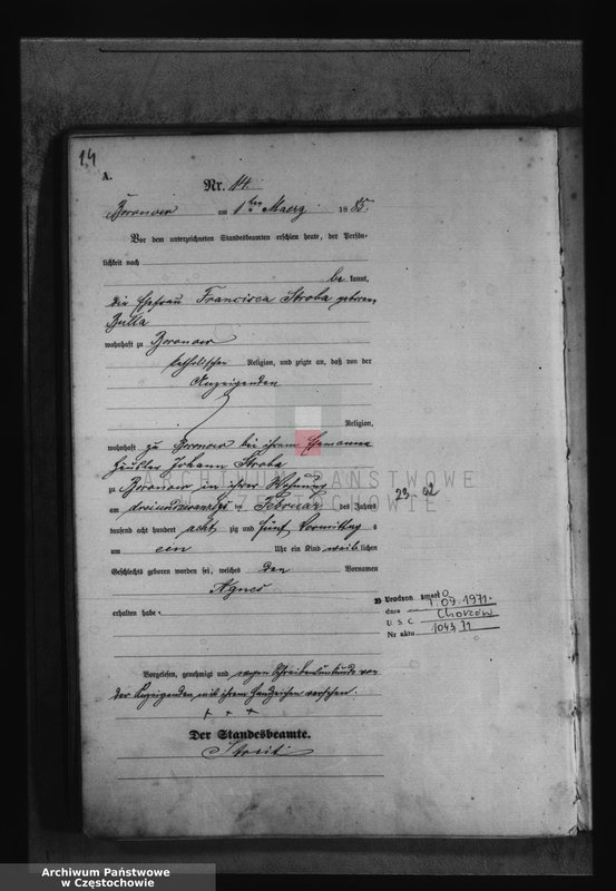 image.from.unit.number "[Pierwopis aktów urodzeń z 1885 roku]."
