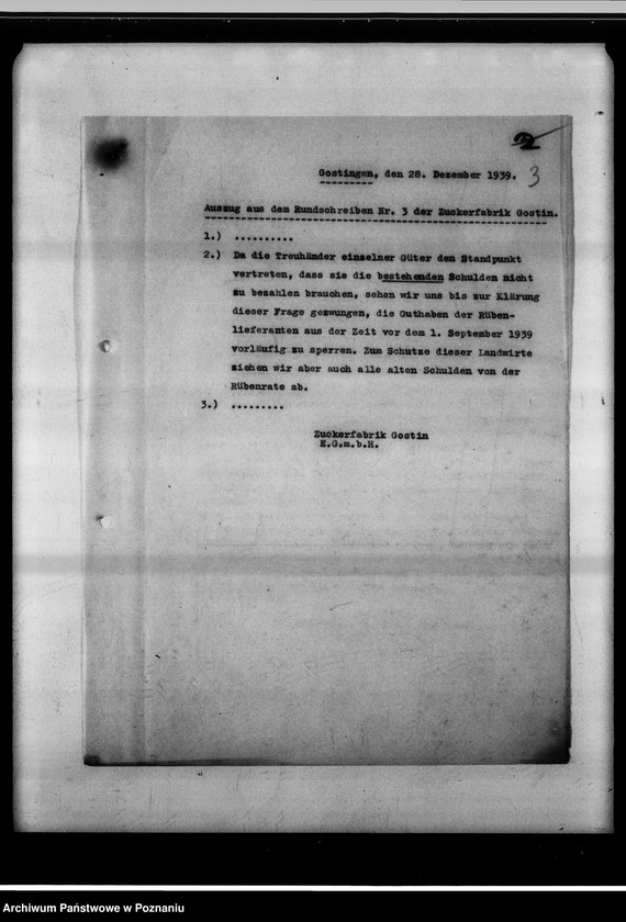 Obraz 7 z jednostki "Forderungen Grossgarten contra Zuckerfabrik Gostingen [za dostarczone buraki cukrowe]."