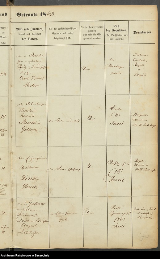 image.from.unit.number "Register der in der Stadt Gollnow Aufgebotenen und Getrauten."