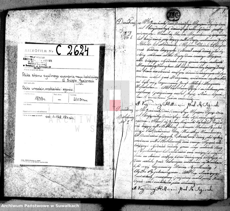Obraz 3 z jednostki "Księga duplikat akt urodzonych, zaślubionych i umarłych w parafij Święto Jeziory, obwodzie sejneńskim, gubernij augustowskiej z roku 1839"
