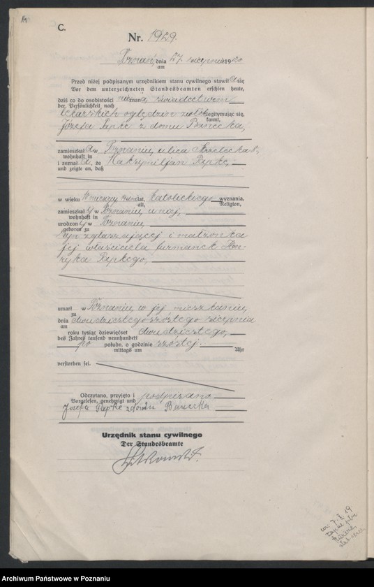 Obraz 16 z jednostki "Księga miejscowa zgonów tom IV [Rejestr główny zgonów]"