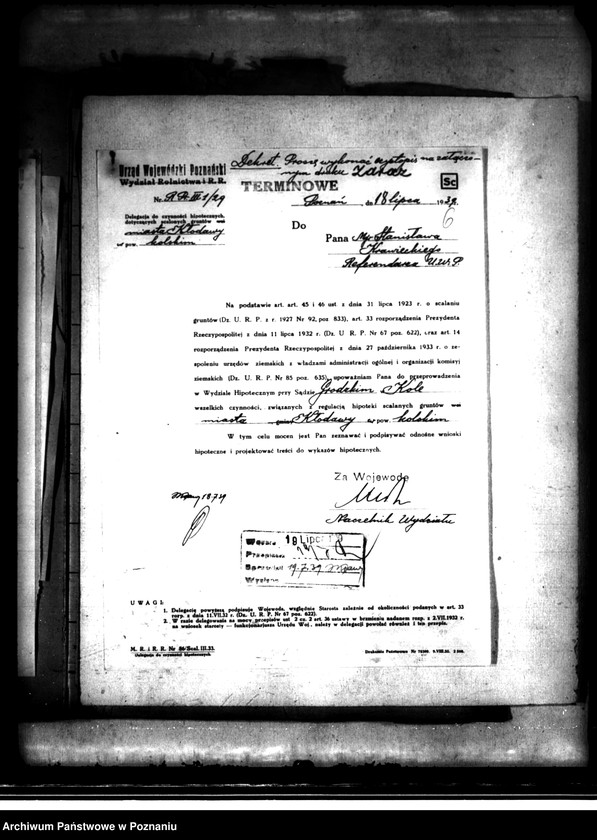 Obraz 10 z jednostki "Regulacja hipoteczna scalonych gruntów miasta Kłodawa powiatu kaliskiego"