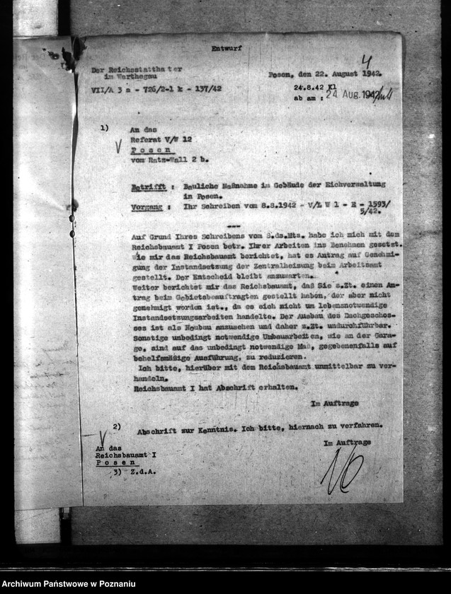 Obraz 8 z jednostki "Bauliche Massnahmen im Gebäude der Eichverwaltung in Posen"