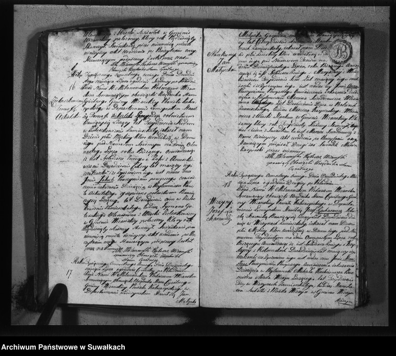 image.from.unit.number "Księga do zapisywania aktów cywilnych urodzenia gminy wiżajńskiey, departamentu łomżyńskiego, powiatu kalwaryjskiego"