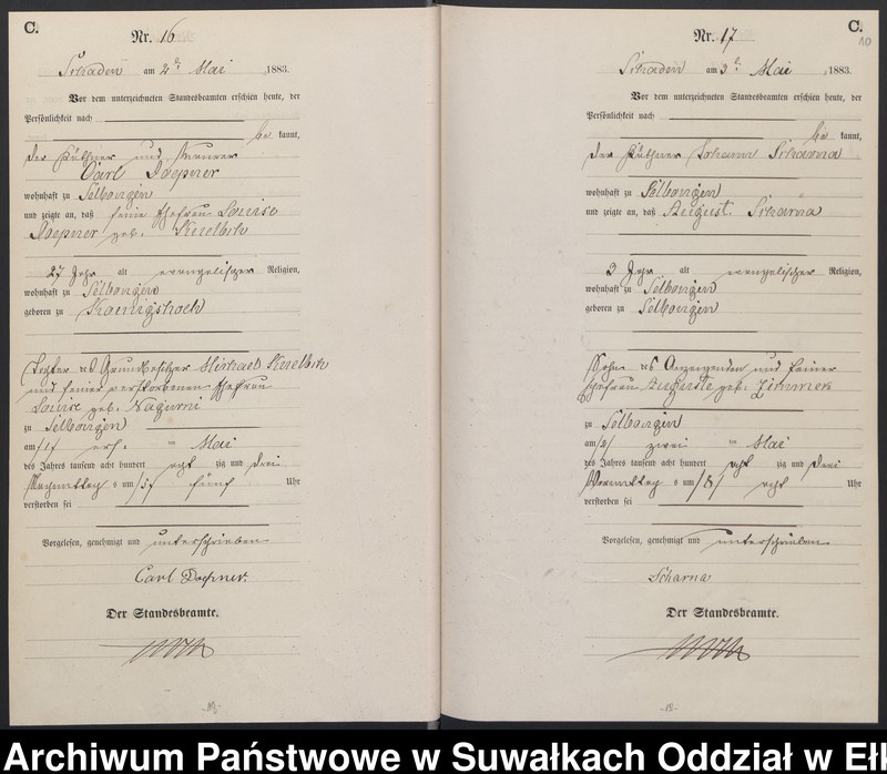 image.from.unit.number "Sterbe-Haupt-Register des Königlich Preussischen Standes-Amtes Schaden Kreis Sensburg"