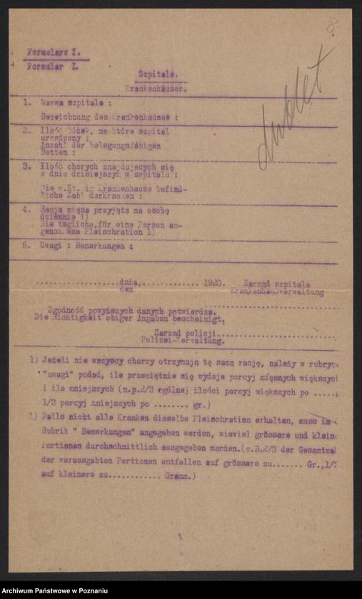 Obraz 10 z jednostki "[Zakłady dobroczynne (m.in. szpitale) w Inowrocławiu - przydziały mięsa]"