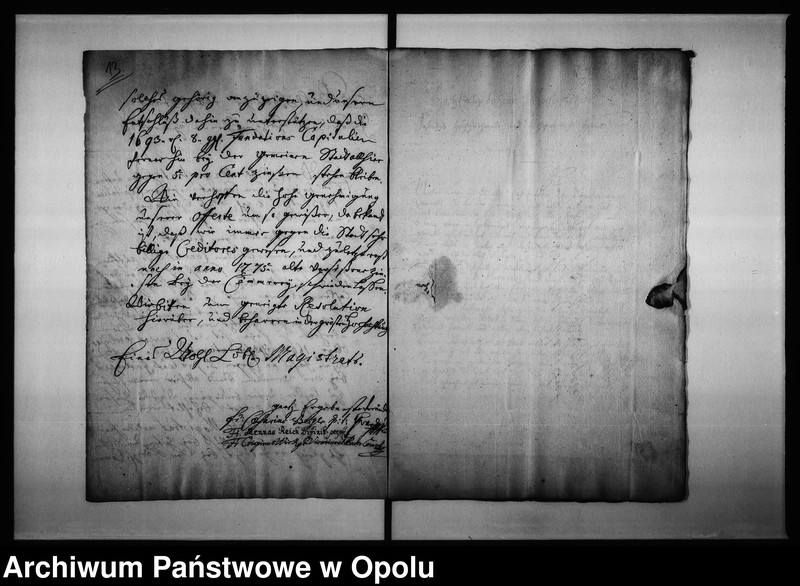 Obraz 14 z jednostki "Acta adhibenda zu denen Rathhäuslichen Actis von Stadt Schulden wegen dem von der Königl: p Cammer zu Breslau aus der Haupt-Armen-Hauss-Casse erhaltenen Darlehn von 5000 rthl. gegen 5 pro Cent Interesse wovon ein gleichmässiges Capital, so bisher zu 6 pro cent verinteressiret werden müssen abgestossen werden soll: Vid: Acta von Bezahlung der Stadt-Schulden: item: Acta wegen Befriedigung der Charlotte Jeltschin"