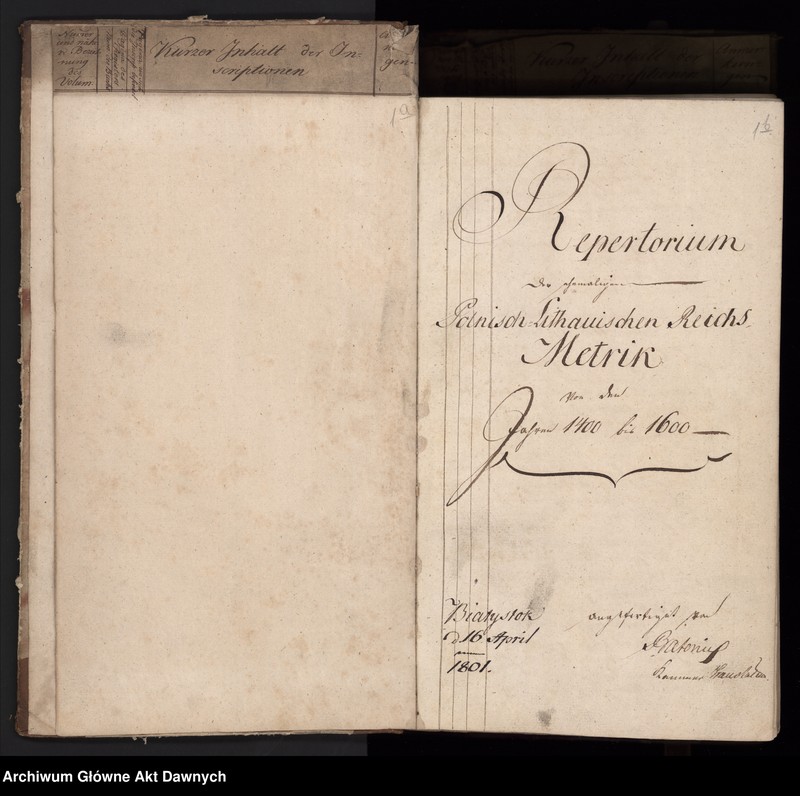 image.from.unit "Repertorium der ehemalingen Polnisch Littauischen Reichs Metrik von den Jahren 1400 bis 1600."