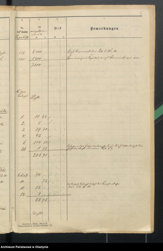 image.from.unit.number "Rehnung der Pfarrerwitwenkasse in Sorquitten"