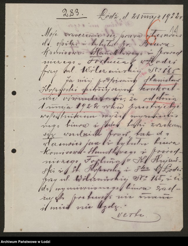 Obraz 13 z jednostki ""Fortuna"- Karol Kujawski, Stanisław Koperski i S-ka- biuro handlowo-komisowe oraz kupno i sprzedaż przetworów przemysłowych i ziemiopłodów"