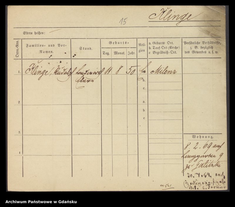 image.from.unit.number "Karty meldunkowe: Klinge - Klinkosch"