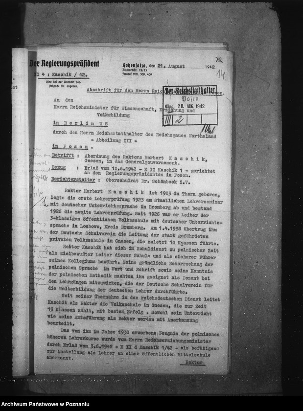 Obraz 18 z jednostki "Abgabe von Lehrkräften an das Generalgouvernement. Förderung volksdeutscher Lehrer"