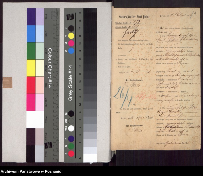 Obraz 3 z jednostki "Die von den Verlobten beigebrachten Urkunden zur Eheschliessung pro 1896"