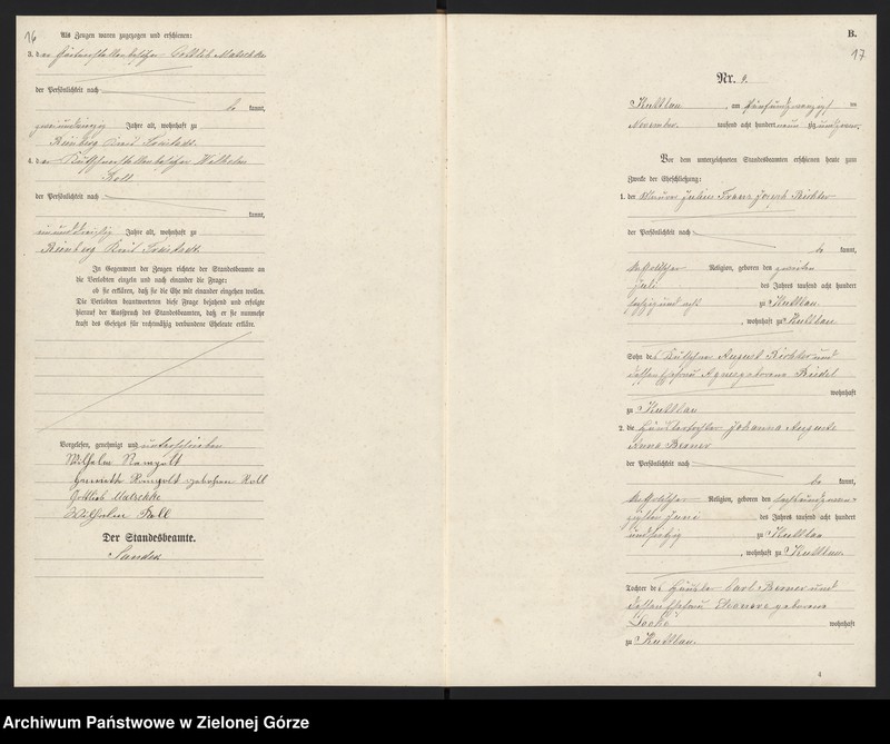 Obraz 11 z jednostki "Heiraths-Haupt-Register Standes-Amt Kuttlau 1890"