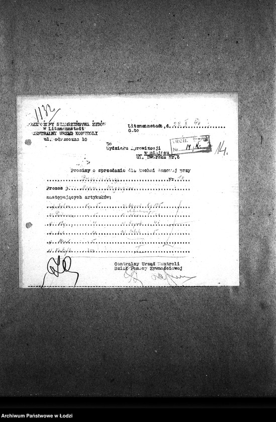 Obraz 17 z jednostki "[Kuchnia, ul. Brzezińska 10. Działalność kuchni, personel, konsumenci, kontrole]"